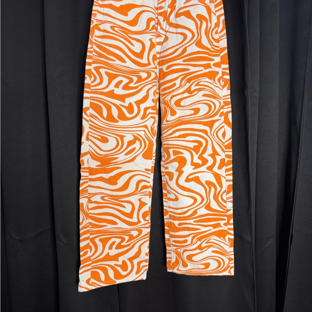 SHEIN Orange and White Patterned Pants